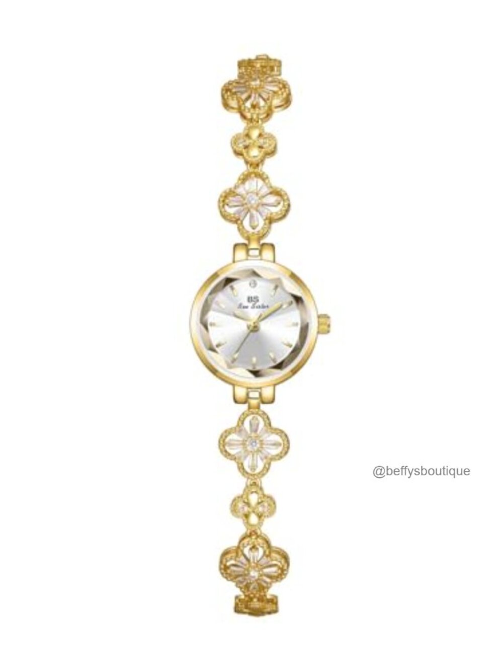 Vintage Hollow Four Leaf Chain Bracelet Watch Dainty Quartz Dress Watch